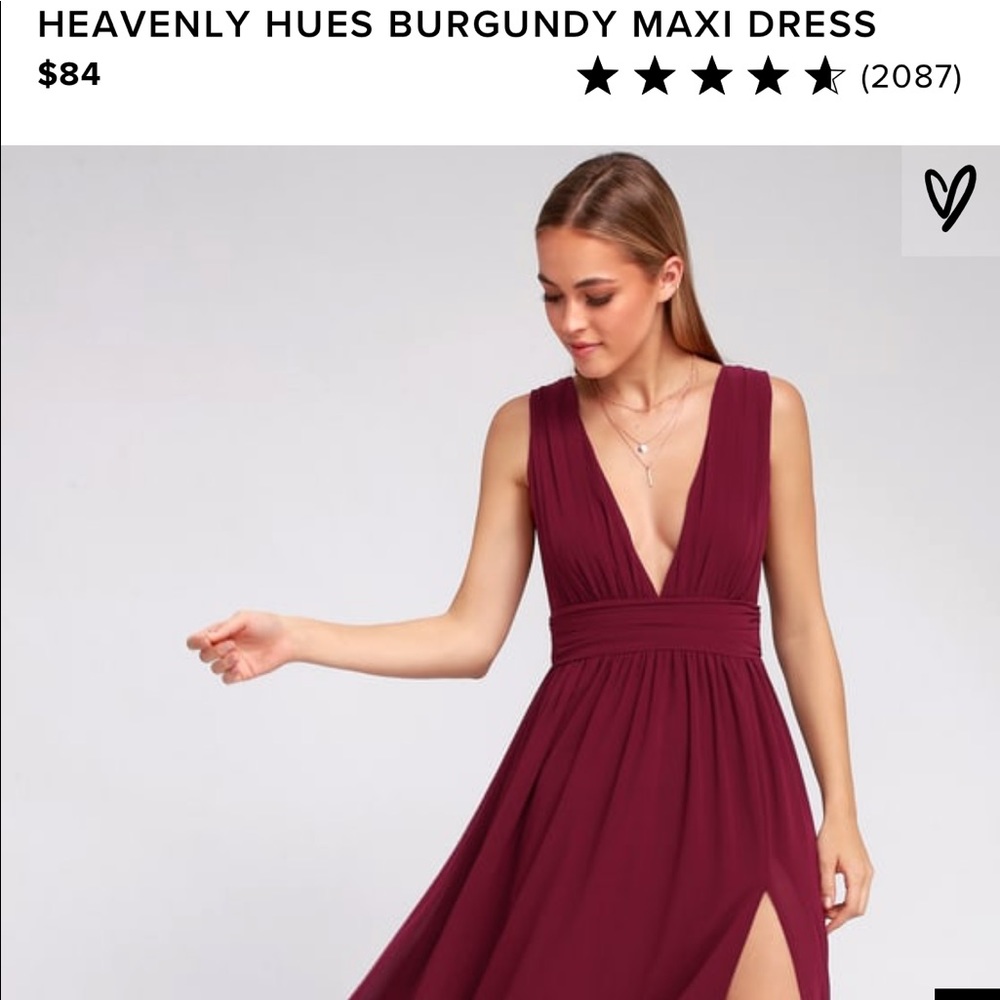 Lulu’s (L) Burgundy Maxi Dress. Only Worn Once!